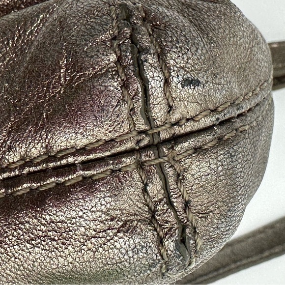 KOOBA Olivia Buttery Metallic Pleated Leather Flap Front Pewter Y2K Baguette Bag - Picture 8 of 9